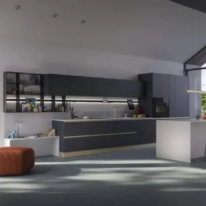 Cucina Moderna con isola Sky Carbon di Ar-Tre